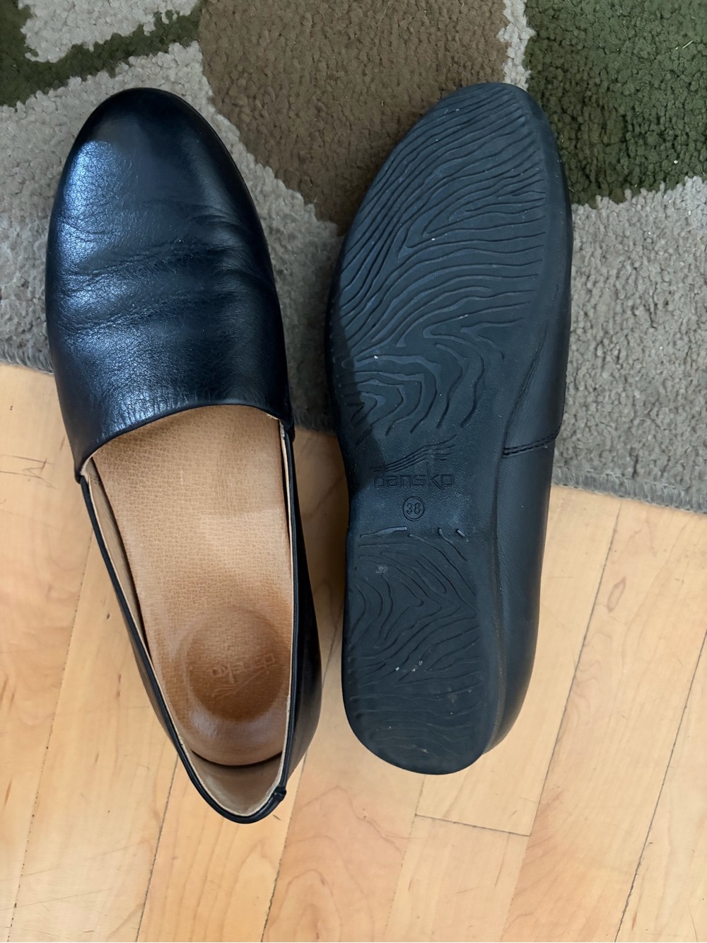 Dansko Black Leather Women's Slip-On Loafers